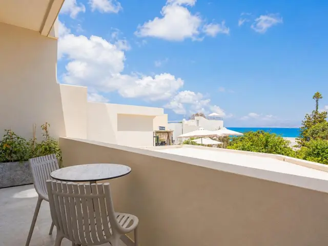 Apartment balcony overlooking Stalis Bay